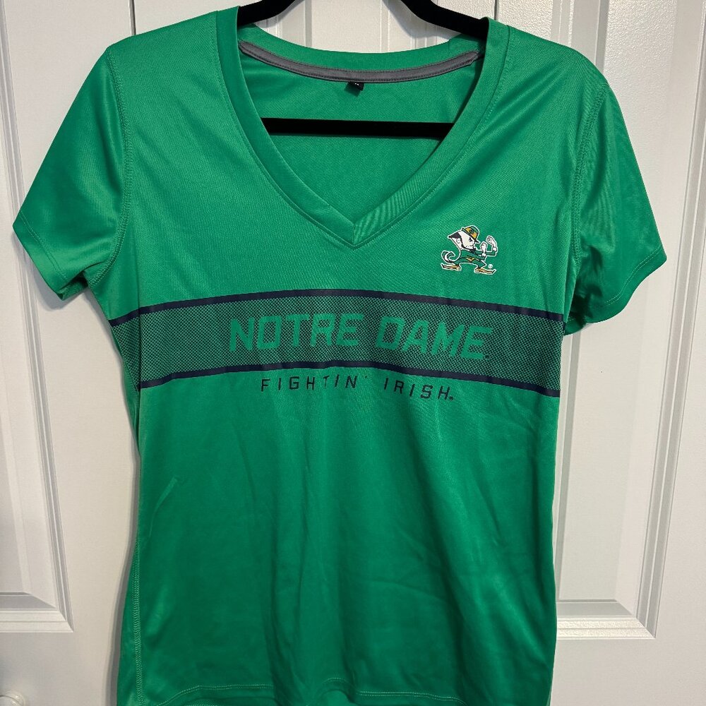 Notre Dame Dri-Fit V-Neck Tshirt, Size M, Green